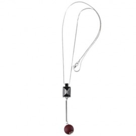 GEOMETRIC FLOWER FLORAL HOLLOW CRYSTAL EMBELLISHMENT PENDANT NECKLACE SWEATER CHAIN (RED)