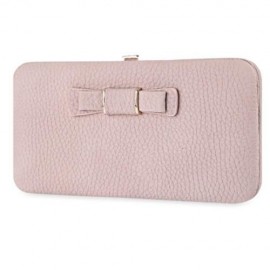 GUAPABIEN SWEET BOWKNOT ZIP AROUND PURSE FOR WOMEN (PINK)
