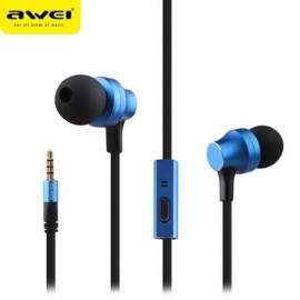AWEI ES910I 3.5MM PLUG STEREO MUSIC DEEP BASS IN-EAR EARPHONES HEADPHONES (BLUE)