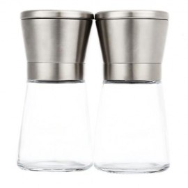 2PCS STAINLESS STEEL MANUAL SALT PEPPER MILL GRINDER KITCHEN TOOL FOR RESTAURANT HOME (TRA
