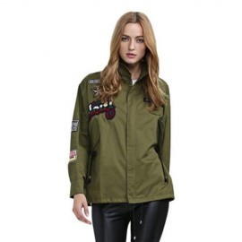 FASHION TURN-DOWN COLLAR LONG SLEEVE ZIPPER TYPE COAT FOR LADIES (ARMY GREEN)