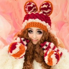CUTE ROUND ANIMAL EAR SHAPE DECORATED KNITTED HAT FOR WOMEN (AS THE PICTURE)