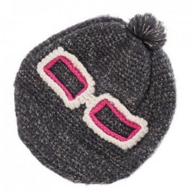 CHIC BICOLOR GLASSES FRAME DECORATED KNITTED HAT FOR WOMEN (BLACK GREY)