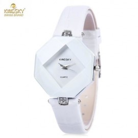 KINGSKY 1807 FEMALE QUARTZ WATCH LEATHER BAND DAILY WATER RESISTANCE SOLID MIRROR WRISTWAT