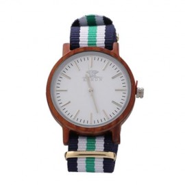 K KENON KWWT - 91 MALE QUARTZ WATCH CANVAS BAND WOODEN CASE MEN WRISTWATCH (CAMEL)