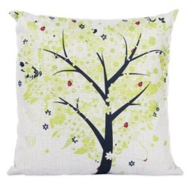 45 X 45CM SEASON LIFE TREE CUSHION COVER COTTON LINEN PILLOW CASE HOME DECORATION (GREEN)