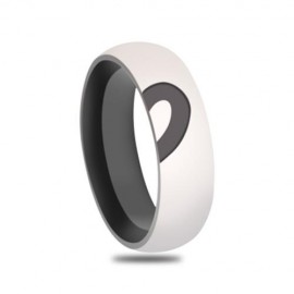 SWEET VALENTINE GIFT LOVE HEART SHAPE GEOMETRIC ROUND PATTERN STAINLESS STEEL COUPLE BRIDA