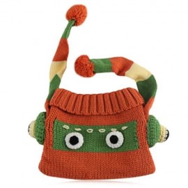 FUNNY CARTOON COLOR BLOCK POM POM HAT FOR BABIES (YELLOW ORANGE)