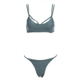 CUTE WOMEN BEACH SEPARATED SEXY BIKINI SET BATHING SUIT SWIMWEAR (GREEN)
