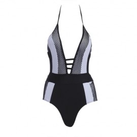 WOMEN SEXY BEACH SWIMMING SIAMESED BIKINI SWIMSUIT BATHING SUIT (WHITE AND BLACK)