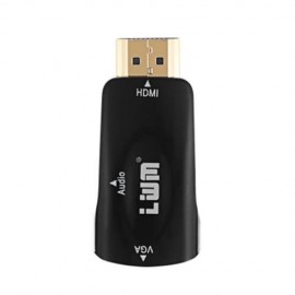 LWM HDMI MALE TO VGA FEMALE CONVERTER ADAPTER WITH AUDIO CABLE (BLACK)