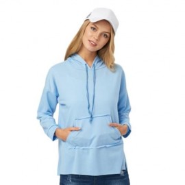 CASUAL ROUND COLLAR LONG SLEEVE DRAWSTRING POCKET DESIGN HOODIE FOR LADIES (LAKE BLUE)