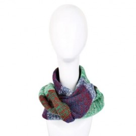 CASUAL COLOR BLOCK RAINBOW DESIGN LADIES WARM KNITTED SCARF (GREEN)