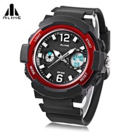 ALIKE AK16122 UNISEX QUARTZ DIGITAL WATCH LED ALARM STOPWATCH 5ATM SPORT WATCH (RED)
