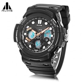 ALIKE AK16121 DUAL QUARTZ DIGITAL MEN WATCH LED STOPWATCH 5ATM SPORT MALE WRISTWATCH (ORAN