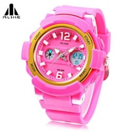 ALIKE AK16122 UNISEX QUARTZ DIGITAL WATCH LED ALARM STOPWATCH 5ATM SPORT WATCH (PINK)