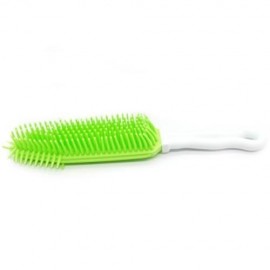 PET DOG CAT BRISTLE BATH BRUSH COMB DEPLITATION SILICONE STICKY HAIR TOOL (GREEN)