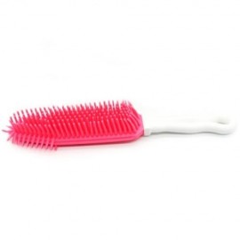 PET DOG CAT BRISTLE BATH BRUSH COMB DEPLITATION SILICONE STICKY HAIR TOOL (ROSE RED)