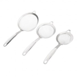 3PCS STAINLESS STEEL MESH OIL FILTER GREASE FISHING SPOON KITCHEN GADGET (SILVER)