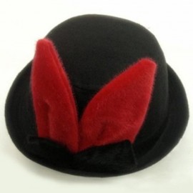 CUTE RABBIT EAR SHAPE AND BOWKNOT DECORATED FELT HAT FOR WOMEN (BLACK)