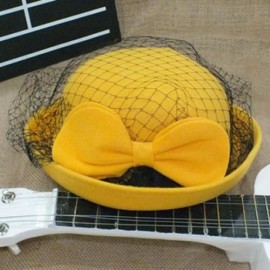 CHIC VOILE AND BOWKNOT DECORATED FELT HAT FOR WOMEN (COLOR ASSORTED)