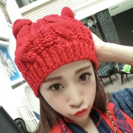 CUTE EAR SHAPE SOLID COLOR HAT FOR WOMEN  (RED)