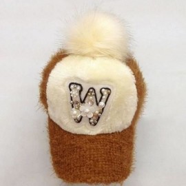 CUTE FLOWER AND FAUX PEARL DECORATED LETTER W PATTERN DOWNY HAT FOR WOMEN (YELLOW)