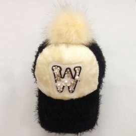 CUTE FLOWER AND FAUX PEARL DECORATED LETTER W PATTERN DOWNY HAT FOR WOMEN (BLACK)