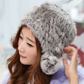 CUTE FUZZY BALL EMBELLISHED SOLID COLOR HAT FOR WOMEN (GRAY)