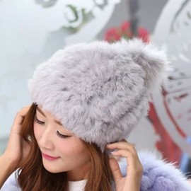 SWEET FUZZY BALL EMBELLISHED DOWNY HAT FOR WOMEN (GRAY)