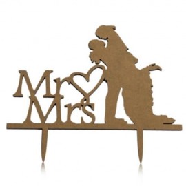 CREATIVE MR MRS BRIDE GROOM SHAPE ROMANTIC WEDDING CAKE TOPPER DECORATION (BLACK)