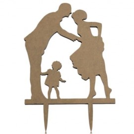 ROMANTIC A FAMILY BIRTHDAY WEDDING CAKE TOPPER INSERTED CARD DECORATION (BLACK)