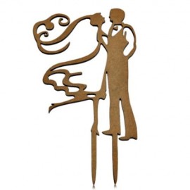 CREATIVE BRIDE GROOM SHAPE WEDDING ANNIVERSARY CAKE TOPPER DECORATION (BLACK)