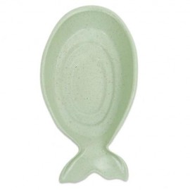 FISH SHAPE SEASONING DISH WHEAT STRAW VINEGAR PLATE (GREEN)