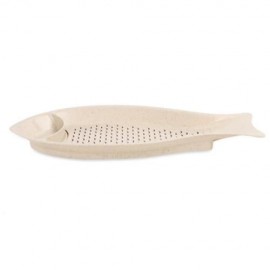 FISH SHAPE WHEAT STRAW DUMPLING DISH WITH SEASONING PLATE (BEIGE)