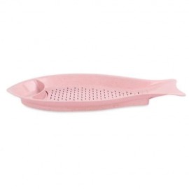 FISH SHAPE WHEAT STRAW DUMPLING DISH WITH SEASONING PLATE (PINK)