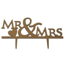 CREATIVE MR MRS ENGLISH LETTER WEDDING CAKE INSERTED CARD DECORATION (BLACK)