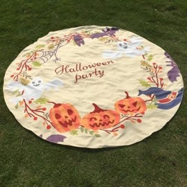 FESTIVAL HALLOWEEN CARNIVAL GHOST PUMPKIN PATTERN ROUND BEACH THROW (BEIGE)