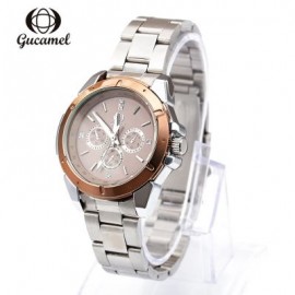 Gucamel BL056 Women Quartz Watch Decorative Sub-dial Luminous Wristwatch (KHAKI)
