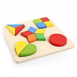 3D WOODEN BUILDING BLOCK DIY MATCHING GEOMETRY PUZZLE TOY (COLORFUL)