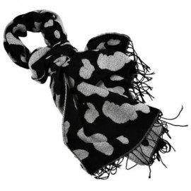 AUTUMN WINTER CASUAL COW SPOTS DESIGN LADIES WARM SCARF (BLACK)