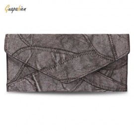 GUAPABIEN VINTAGE PATTERN DESIGN PATCHWORK TRIPLE FOLDING LADIES CARD WALLET (LIGHT GRAY)