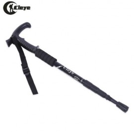 CLEYE TREKKING 4 JOINT ANTI-SHOCK T-HANDLE FOLDING ALPENSTOCK (BLACK)