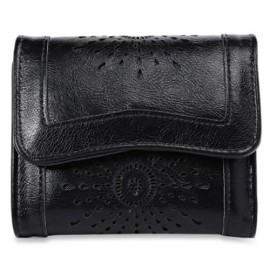 GUAPABIEN CASUAL SUN PATTERN EMBELLISHMENT HOLLOW OUT LADIES HASP WALLET (BLACK)