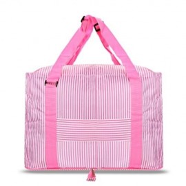 LARGE CAPACITY STRIPE STYLE STORAGE FOLDED TRAVEL BAG (PINK)