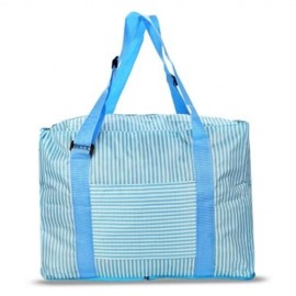 LARGE CAPACITY STRIPE STYLE STORAGE FOLDED TRAVEL BAG (LAKE BLUE)