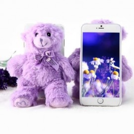 PC MATERIAL ROTATABLE LAVENDER BEAR BACK COVER CASE FOR IPHONE 6 PLUS - 5.5 INCHES (WHITE)