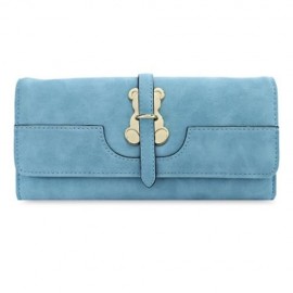 GUAPABIEN CASUAL BEAR PATTERN HASP DESIGN LADIES LARGE STORAGE WALLET (LIGHT BLUE)