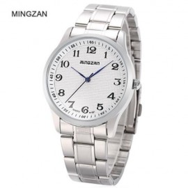 MINGZAN M - 921 MALE QUARTZ STAINLESS STEEL BAND WATCH (STEEL BAND WHITE DIAL)