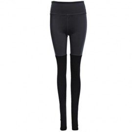 WOMEN SPORTS YOGA FITNESS RUNNING ELASTIC TIGHTS SLIM PANTS (BLACK AND GREY)